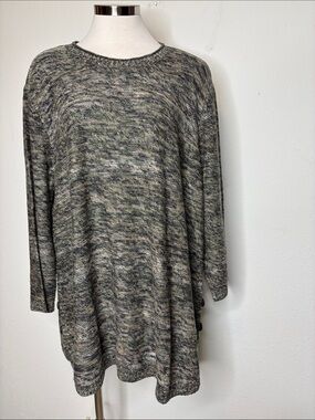 CJ Banks Gray Marled Crewneck Sweater